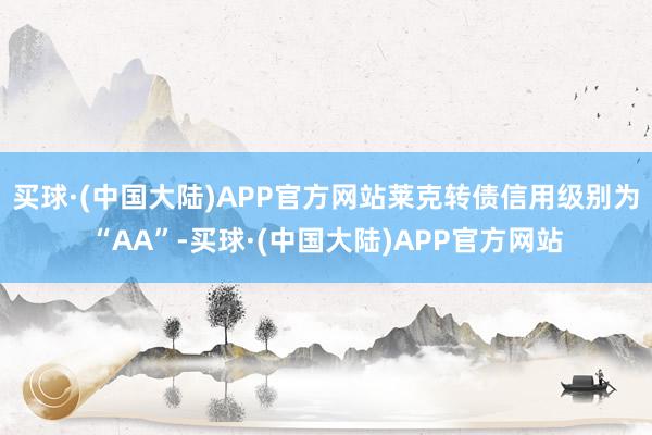 买球·(中国大陆)APP官方网站莱克转债信用级别为“AA”-买球·(中国大陆)APP官方网站