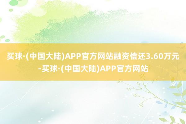 买球·(中国大陆)APP官方网站融资偿还3.60万元-买球·(中国大陆)APP官方网站