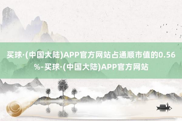 买球·(中国大陆)APP官方网站占通顺市值的0.56%-买球·(中国大陆)APP官方网站