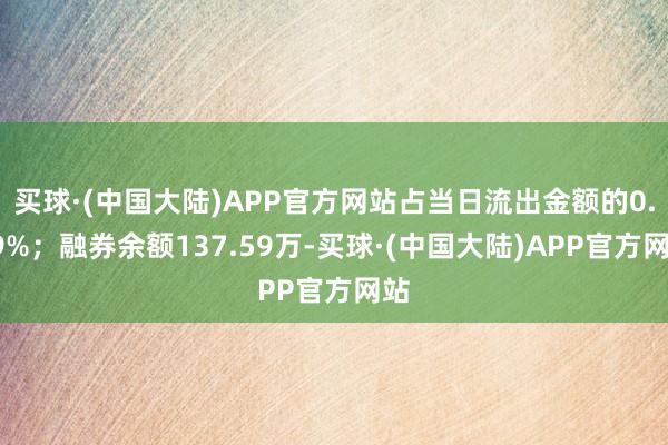 买球·(中国大陆)APP官方网站占当日流出金额的0.19%；融券余额137.59万-买球·(中国大陆)APP官方网站