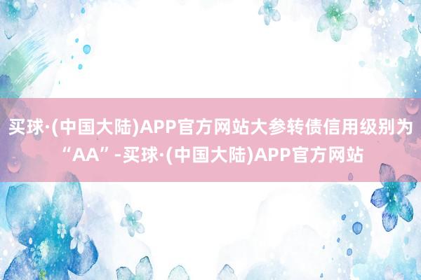 买球·(中国大陆)APP官方网站大参转债信用级别为“AA”-买球·(中国大陆)APP官方网站