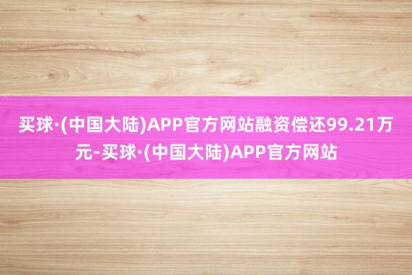 买球·(中国大陆)APP官方网站融资偿还99.21万元-买球·(中国大陆)APP官方网站