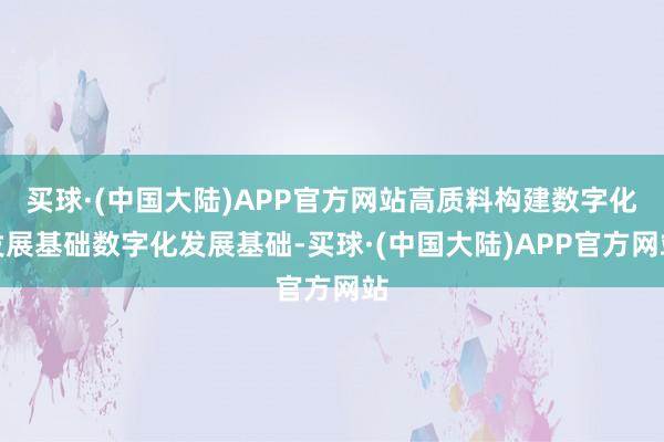 买球·(中国大陆)APP官方网站　　高质料构建数字化发展基础　　数字化发展基础-买球·(中国大陆)APP官方网站