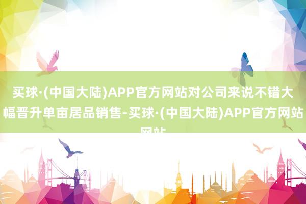 买球·(中国大陆)APP官方网站对公司来说不错大幅晋升单亩居品销售-买球·(中国大陆)APP官方网站