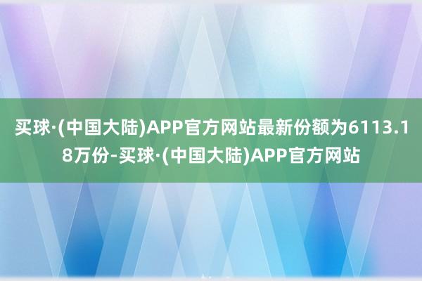 买球·(中国大陆)APP官方网站最新份额为6113.18万份-买球·(中国大陆)APP官方网站