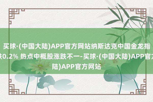 买球·(中国大陆)APP官方网站纳斯达克中国金龙指数收跌0.2% 热点中概股涨跌不一-买球·(中国大陆)APP官方网站