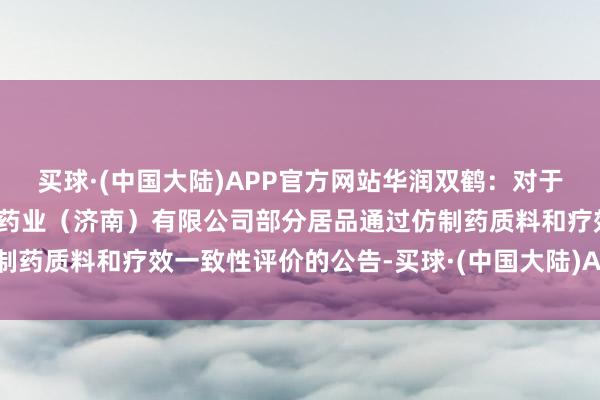 买球·(中国大陆)APP官方网站华润双鹤：对于全资子公司华润双鹤利民药业（济南）有限公司部分居品通过仿制药质料和疗效一致性评价的公告-买球·(中国大陆)APP官方网站