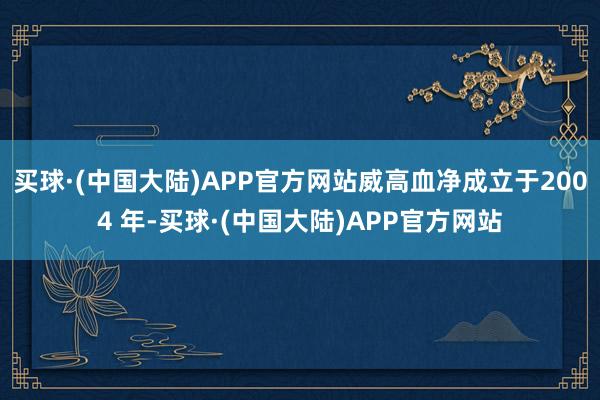 买球·(中国大陆)APP官方网站威高血净成立于2004 年-买球·(中国大陆)APP官方网站